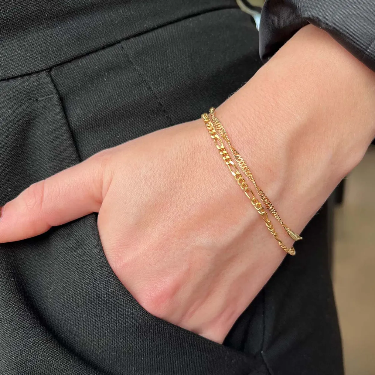 SCROUPLES SINGAPORE ARMBÅND SØLV FORGYLDT - 38192A,M