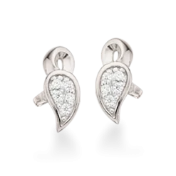 SCROUPLES SØLV ØRERINGE BLAD MED CUBIC ZIRKON - 156352