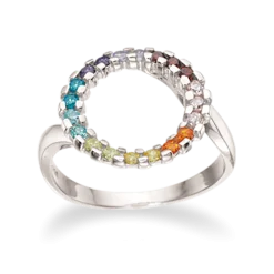 SCROUPLES SØLV RING CIRKEL RAINBOW ZIRKON - 726692