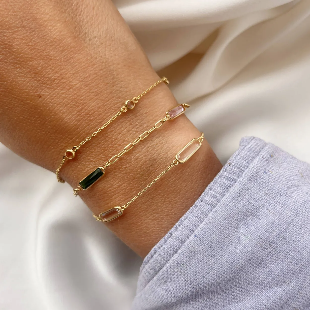 SCROUPLES SOHO ARMBÅND MULTICOLOR I FORGYLDT SØLV 17+2 CM - 39602A,M