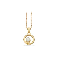 SCROUPLES VEDHÆNG 14 KARAT GULD CIRKEL MED PERLE - 214225