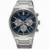 SEIKO CHRONOGRAF BLÅ SKIVE STÅL LÆMKE - SSB453P1