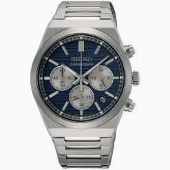 SEIKO CHRONOGRAF BLÅ SKIVE STÅL LÆMKE - SSB453P1