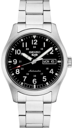 SEIKO 5 SPORTS SORT SKIVE STÅL - SRPG27K1
