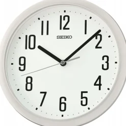 SEIKO VÆGUR PLAST MED TAL OG HVID SKIVE - QHA005W