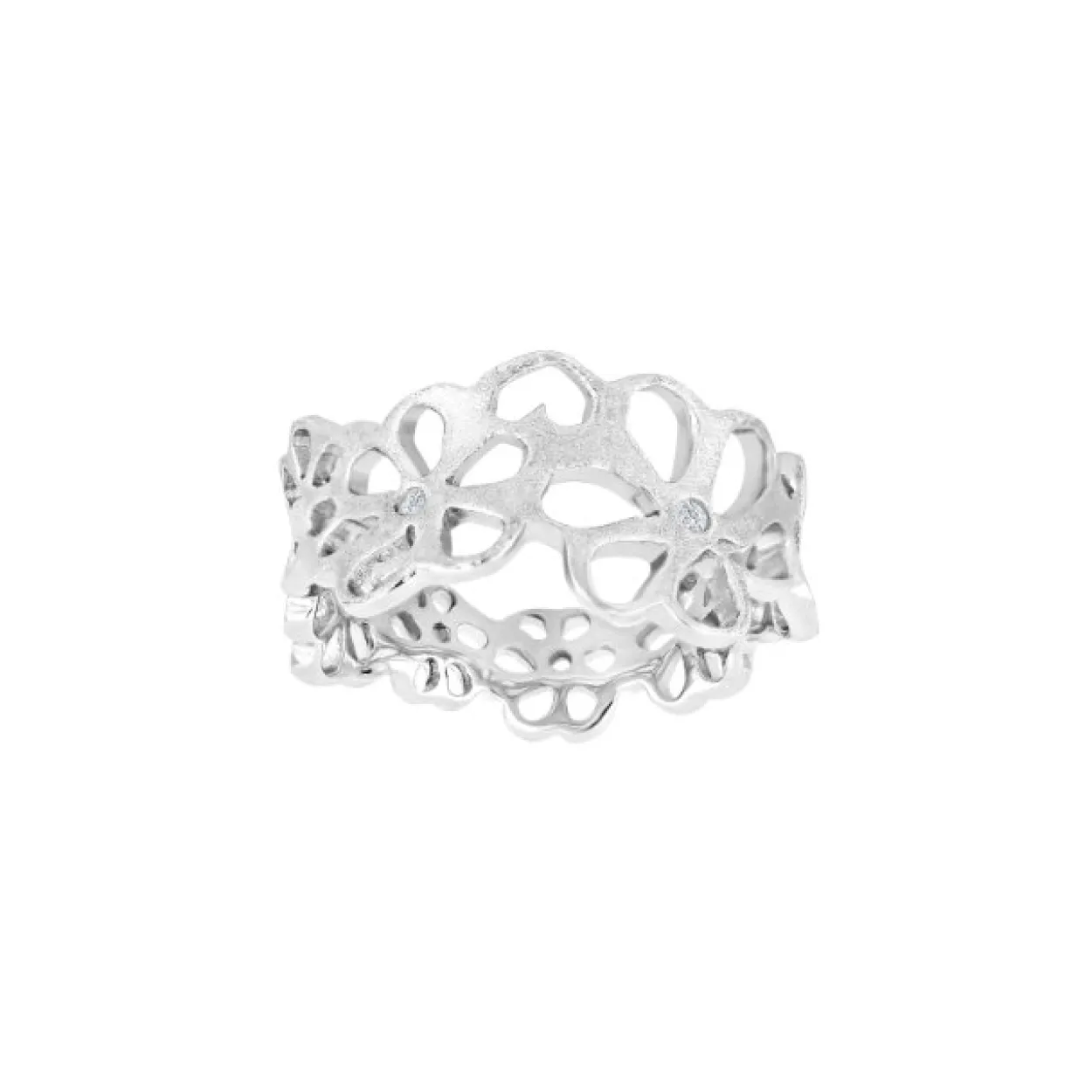 SIERSBØL RING SØLV BLOMSTER MED ZIRKONIA - 106 006
