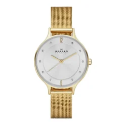 SKAGEN ANITA LILLE DAME UR GULDFARVET MED MESH LÆNKE - SKW2150