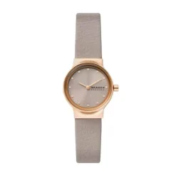 SKAGEN FREJA LILLE UR DAME ROSA MED LÆDERREM - SKW3005