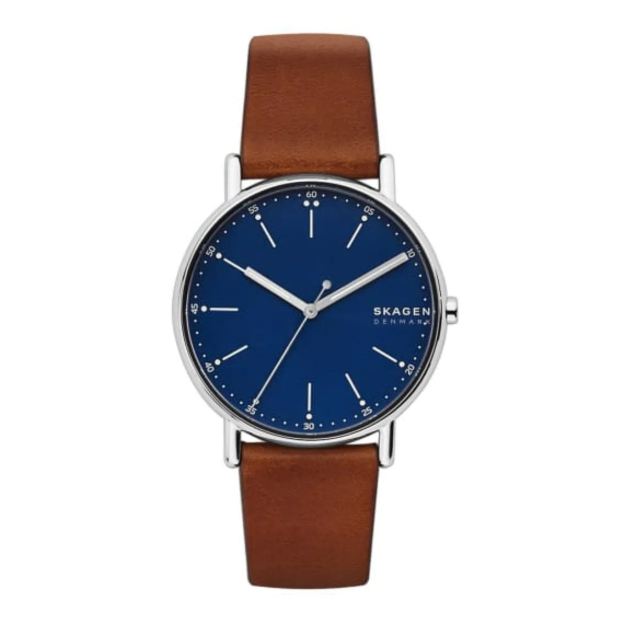 SKAGEN SIGNATUR UR HERRE MED BRUN LÆDERREM - SKW6355