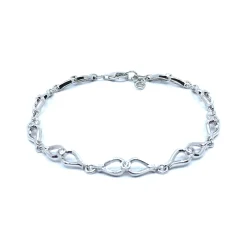 SØLV ARMBÅND MASSIV MED SYNTETISKE ZIRKONIA 19+2 CM