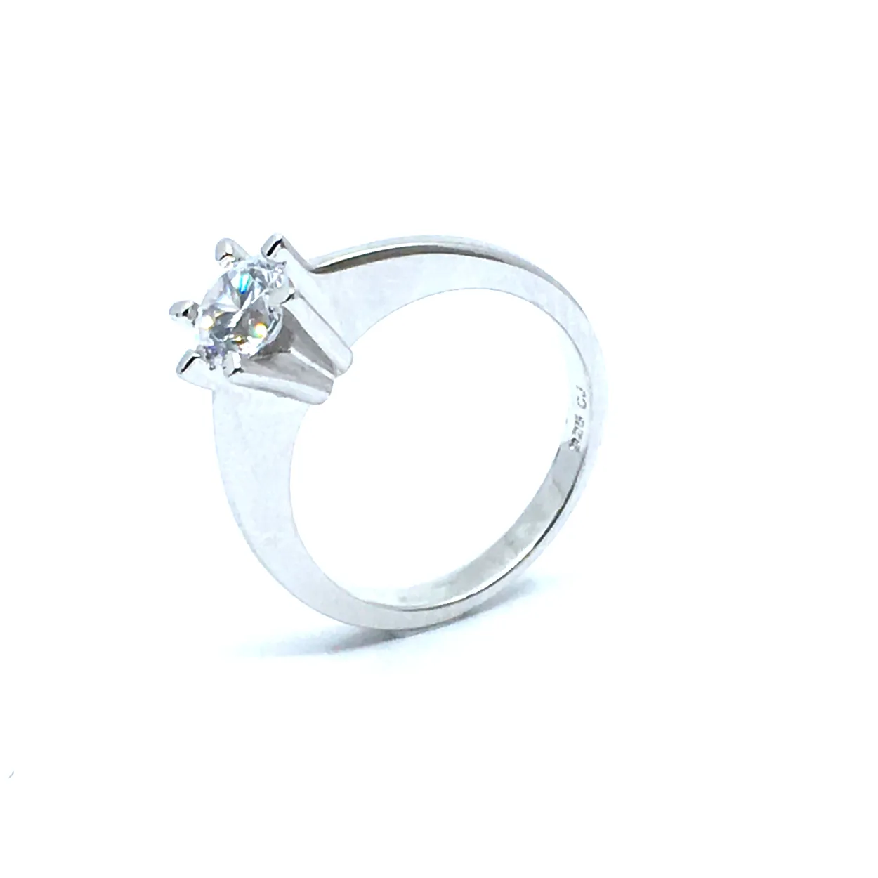 SØLV RING RHODINERET PRINSESSE MED SYNTETISKE ZIRKONIA