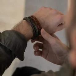 SON OF NOA ARMBÅND BRUN KALV MED STÅL LÅS - 80970269219
