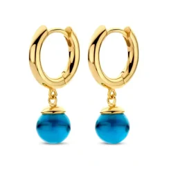 SPIRIT ICONS ‘FIGARO’ HOOP FORGYLDT SØLV MED BLÅ STEN - 42192
