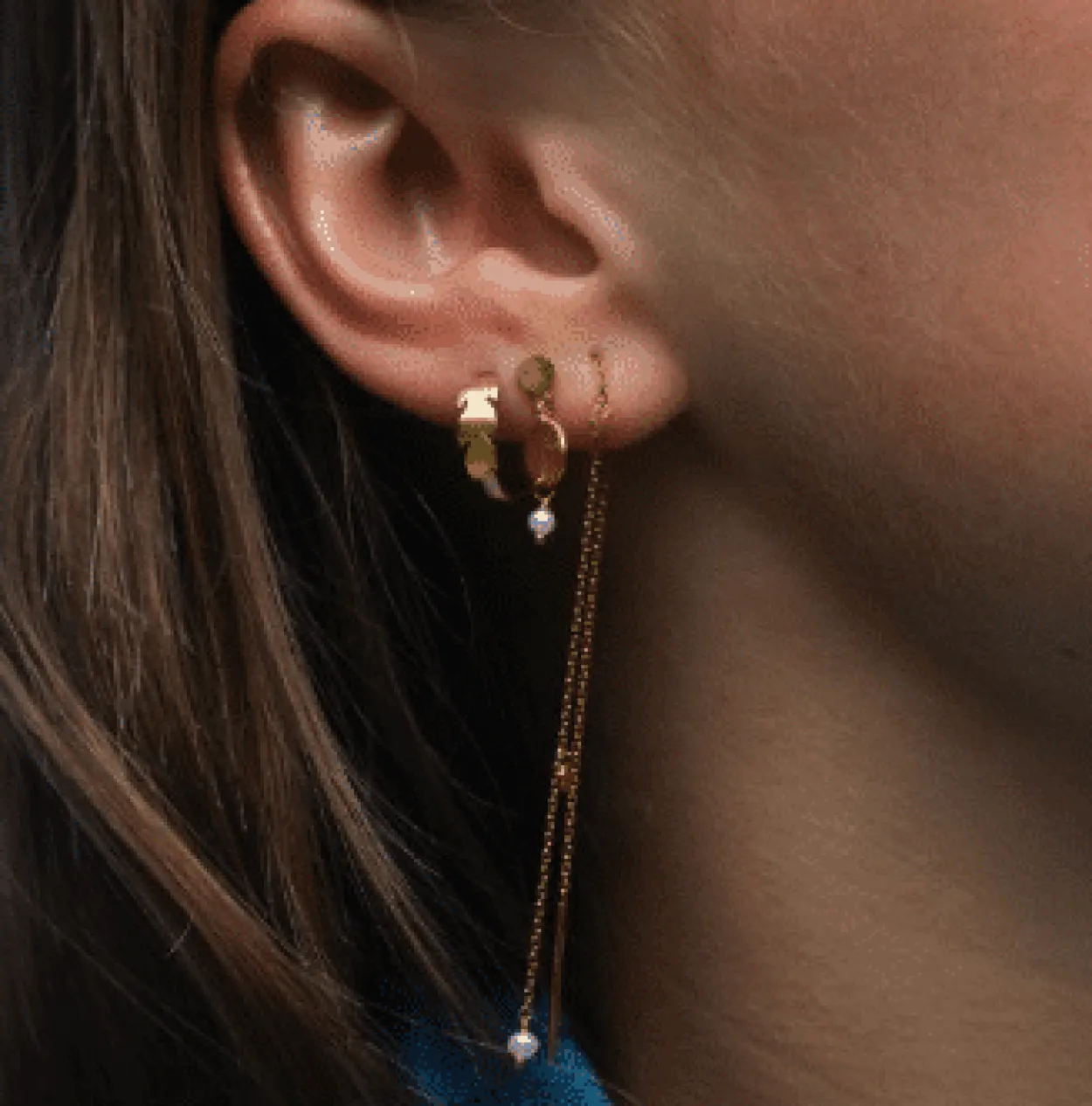 STINE A DANGLING PETIT COIN ØRERING SØLV FORGYLDT - 1126-02-S-Pearl