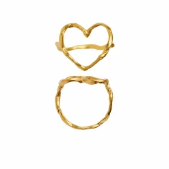 STINE A FUNKY HEART RING FORGYLDT SØLV - 4054-02