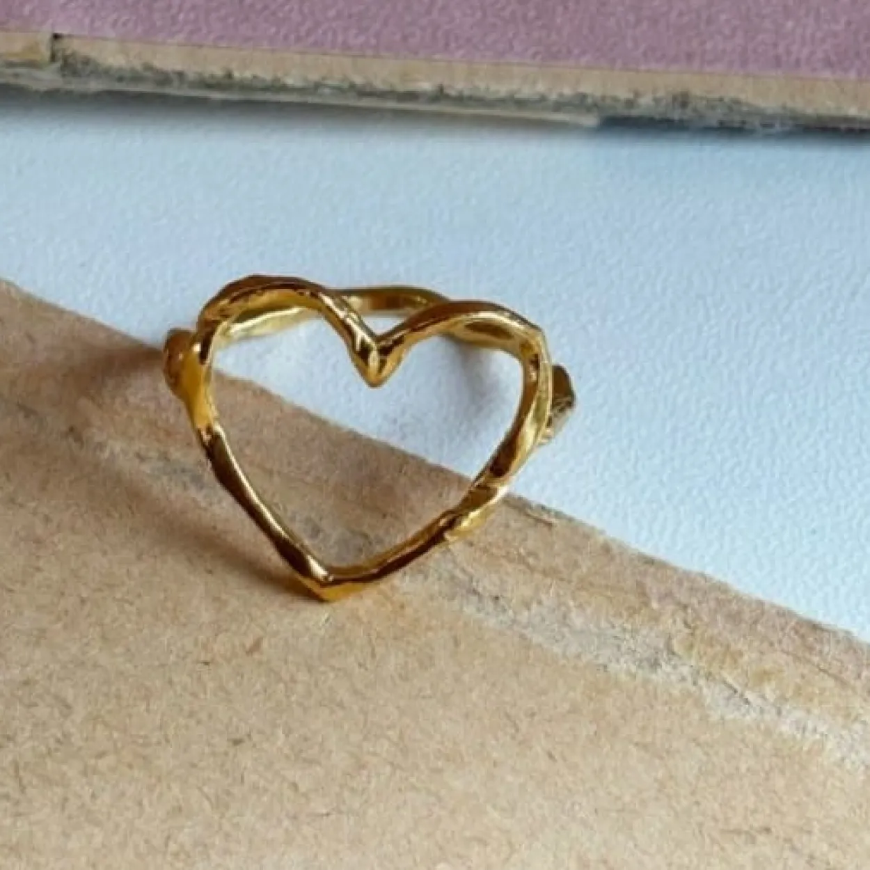 STINE A FUNKY HEART RING FORGYLDT SØLV - 4054-02