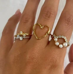 STINE A FUNKY HEART RING FORGYLDT SØLV - 4054-02