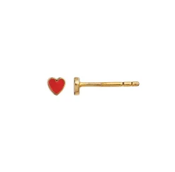 STINE A PETIT LOVE HEART RED CORAL ØRERING SØLV FORGYLDT - 1181-02-S-RED CORAL