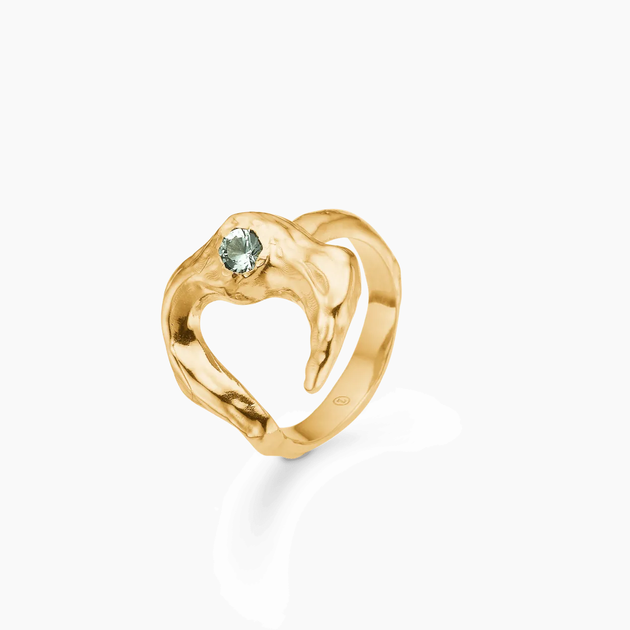 STUDIO Z LUNAR RING FORGYLDT SØLV MED GRØN STEN - 7247883