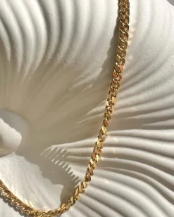 STUDIO Z PLAITED CHAIN KÆDE I SØLV FORGYLDT MED PANSERFLET- 8220317