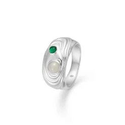 STUDIO Z SØLV SHELL RING MED GRØN ZIRKONIA - 7147836