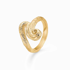 STUDIO Z WAVE RING FORGYLDT SØLV MED RIFLET OVERFLADE - 7240845