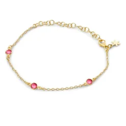 SUSANNE FRIIS BJØRNER SØLV ARMBÅND MED PINK KRYSTAL - 1585-2-183