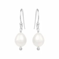 SUSANNE FRIIS BJØRNER SØLV ØRERINGE OVAL PERLE 7-8MM - 5664-1-900