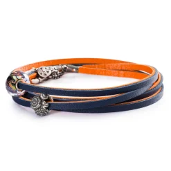 TROLLBEADS LÆDERARMBÅND ORANGE/NAVY 36CM - TLEBR-00043